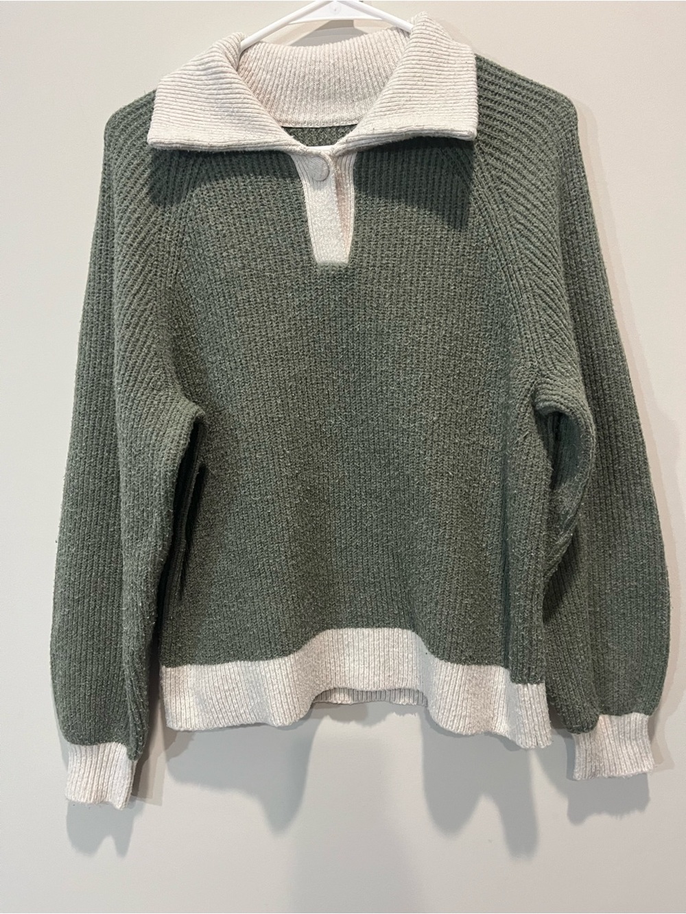 Aerie Cozy Up Waffle Knit Oversized Polo Sweater Size Small
